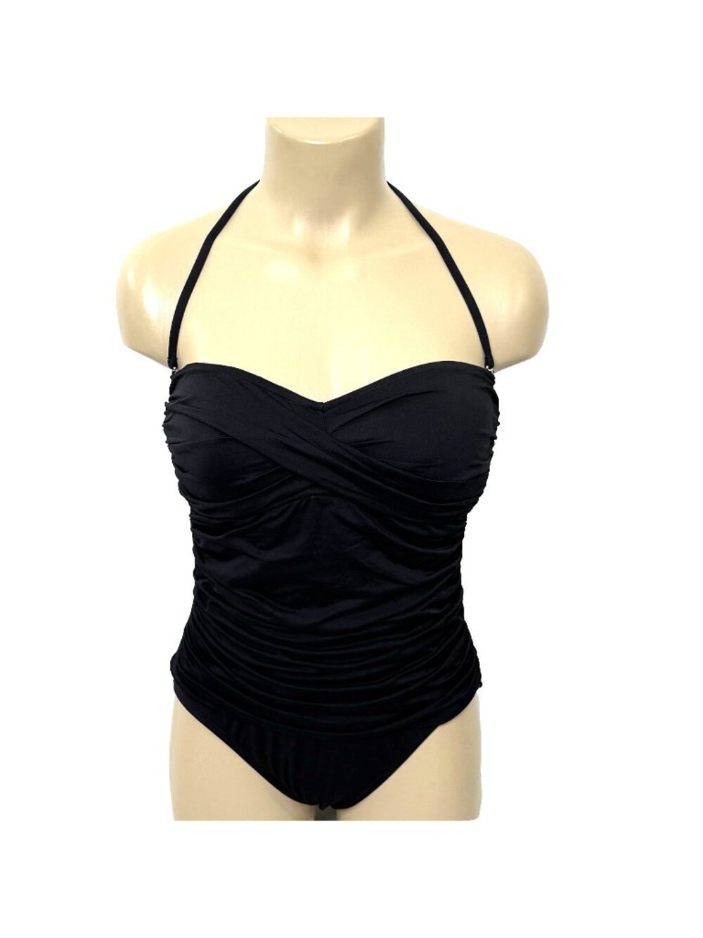 La Blanca One Piece Tummy Control Swim Bathing Suit Womens size 8 Shirring Black